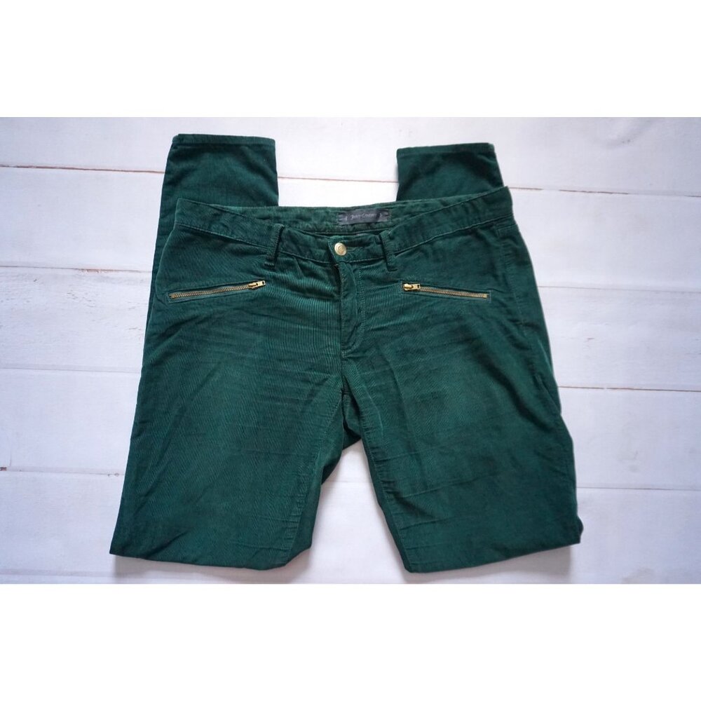 Juicy Couture Evergreen Gold Hardware Zip Pocket Corduroy Skinny Jeans– Size 28